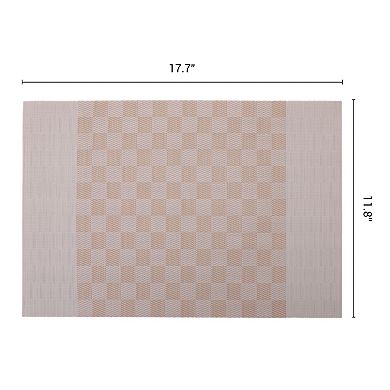 Rectangle Placemats Set of 6 Grid Plastic Placemats for Table Decor Washable Table Mat 17.7x11.8inch
