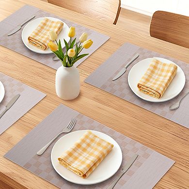 Rectangle Placemats Set of 6 Grid Plastic Placemats for Table Decor Washable Table Mat 17.7x11.8inch