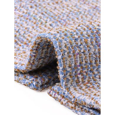 Tweed Tops for Women's Button Decor Cap Sleeve Plaid Blouse