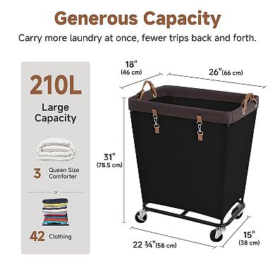 Large Capacity Rolling Laundry Basket with Silent Wheels for Easy Laundry Management