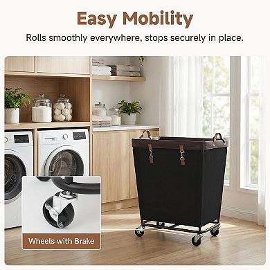 Large Capacity Rolling Laundry Basket with Silent Wheels for Easy Laundry Management