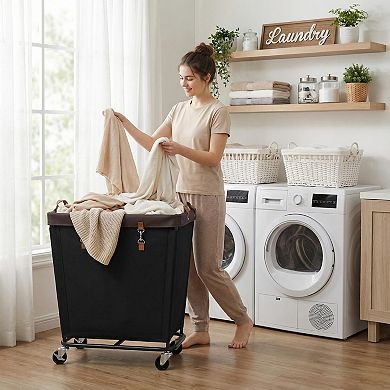 Large Capacity Rolling Laundry Basket with Silent Wheels for Easy Laundry Management