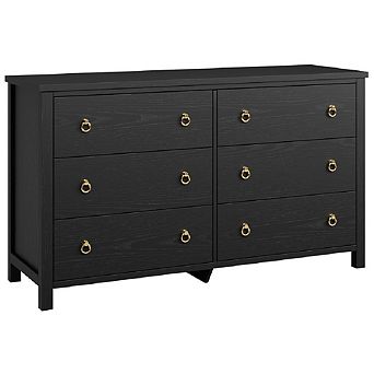 6 Drawer Dresser for Bedroom Wide Chest Storage Cabinet Wood Dresser TV Stand for Living
