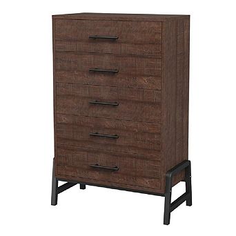 Tall 5-Drawer Dresser for Bedroom, Freestanding Large Storage Wooden Chest
