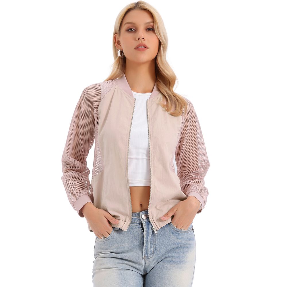 Mesh Jacket for Women's Zip Up Long Sleeve Sheer Lightweight Track