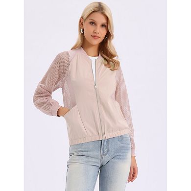 Mesh Jacket for Women's Zip Up Long Sleeve Sheer Lightweight Track Jackets with Pockets