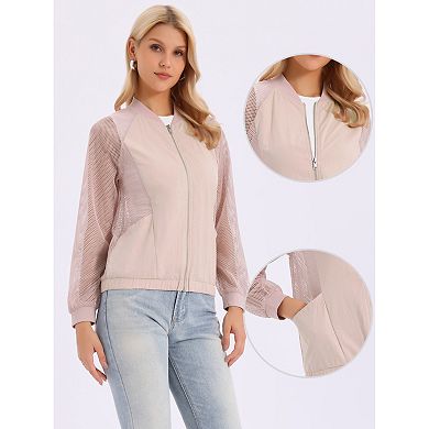 Mesh Jacket for Women's Zip Up Long Sleeve Sheer Lightweight Track Jackets with Pockets