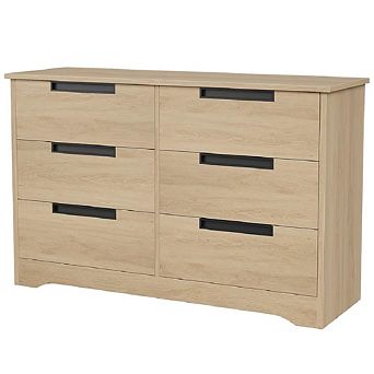 Modern 6-Drawer Dresser with Embedded Handles, Wooden Chest of Drawers Organizer