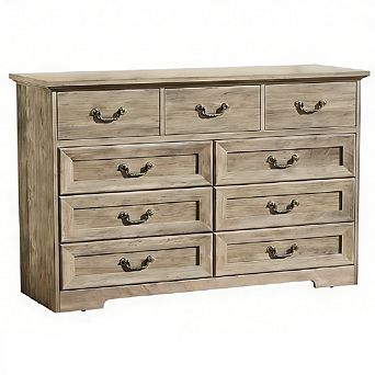 Wide Retro 9-Drawer Dresser with Metal Handle, Wooden Chest TV Stand