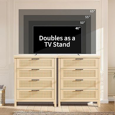 Tall 4-Drawer Fluted Dresser, Closet Organizer & Clothes Storage Cabinet for Bedroom