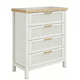 Tall 4-Drawer Fluted Dresser, Closet Organizer & Clothes Storage Cabinet for Bedroom