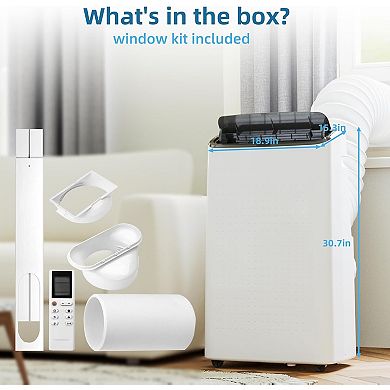 14,000 BTU Portable AC for Room up to 700 Sq.Ft - Includes Remote