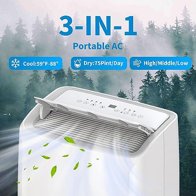 14,000 BTU 3-in-1 Portable AC - Cools 750 Sq.Ft