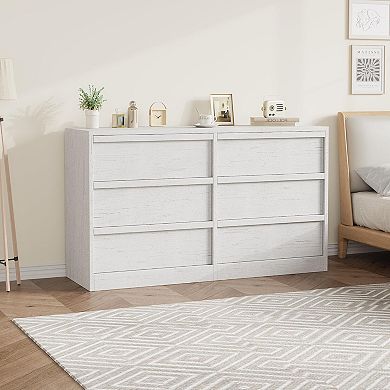 Modern 6-Drawer Chest, Large Storage Organizer for Bedroom Living Room Entryway