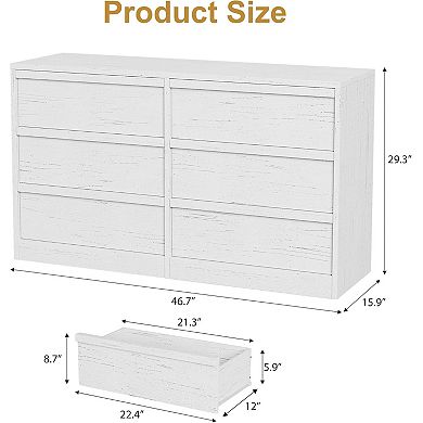 Modern 6-Drawer Chest, Large Storage Organizer for Bedroom Living Room Entryway