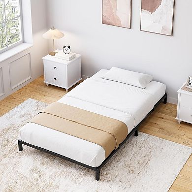 Heavy Duty Metal Platform Bed Frame with Under-Bed Storage, Noise Free Steel Slats Support