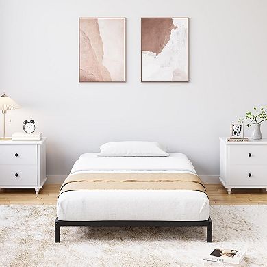 Heavy Duty Metal Platform Bed Frame with Under-Bed Storage, Noise Free Steel Slats Support