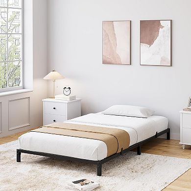 Heavy Duty Metal Platform Bed Frame with Under-Bed Storage, Noise Free Steel Slats Support