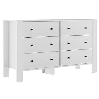 Large 6-Drawer Dresser with Deep Drawers and Metal Knobs