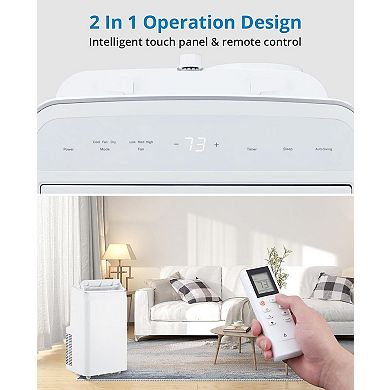 12,000 BTU Portable AC - Cools 500 Sq.Ft, 3-in-1 with Remote