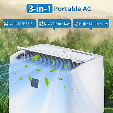 14,000 BTU 4-in-1 Portable AC for 750 Sq.Ft