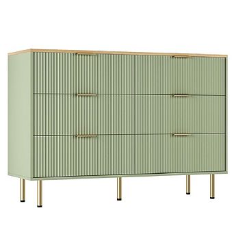6-Drawer Dresser with Wide Drawers, Modern Wooden Chest of Drawers and Storage