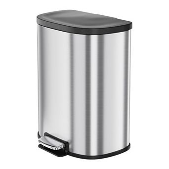 D-Shape Stainless Steel Trash Can, 13 Gallon