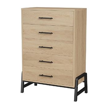 Tall 5-Drawer Dresser for Bedroom, Freestanding Large Storage Wooden Chest