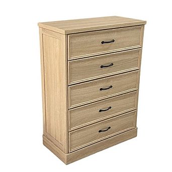 Tall 5-Drawer Wooden Dresser, Modern Chest with Large Storage Drawers, Dresser Organizer