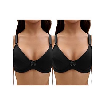 2 Packs Women's V Neck Adjustable Strap Underwire Push Up Bras