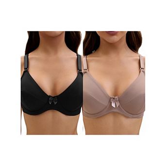 2 Packs Women's V Neck Adjustable Strap Underwire Push Up Bras