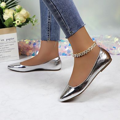 Women's Pointed Toe Ballet Flats - Classic Everyday Comfort Shoes