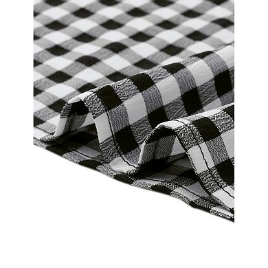 Gingham Skirt for Womens Summer Retro High Waist Below Knee Length Flared Skirts