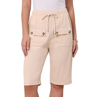 Casual Shorts for Women Keen Length Elastic Waist Drawstring Summer Comfy Shorts with Pockets