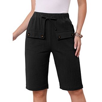 Casual Shorts for Women Keen Length Elastic Waist Drawstring Summer Comfy Shorts with Pockets