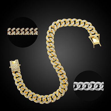 Rhinestone Dog Necklace Cuban Link Collar 16" Gold Tone 1Pc