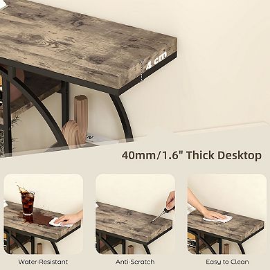 HOMCOM 39.4" Entryway Table with Storage Shelves, Industrial Console Table
