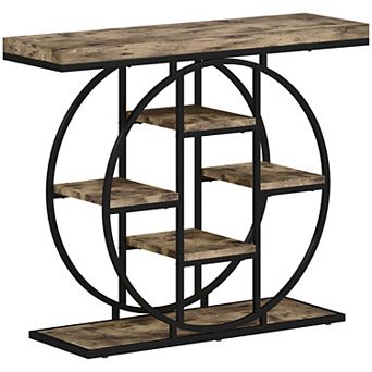 HOMCOM 39.4" Entryway Table with Storage Shelves, Industrial Console Table