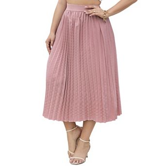Women Plus Size Elastic Waist Pleated Maxi A-line Skirts