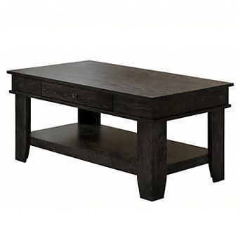 Coffee Table w/Drawer, 47.2" Center Table with Storage Shelf, Rustic Coffee Tables for Living Room