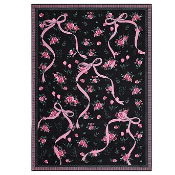 Fashionwu Modern Home Decor Floral & Bows Living Room Stain Resistant Soft Bordered Area Rug
