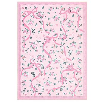 Fashionwu Modern Home Decor Floral & Bows Living Room Stain Resistant Soft Bordered Area Rug