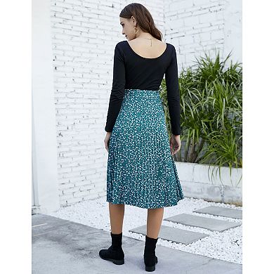Women's Maternity Casual Tie Waist Floral Midi Skirt