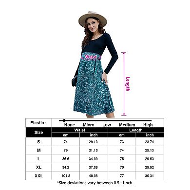 Women's Maternity Casual Tie Waist Floral Midi Skirt