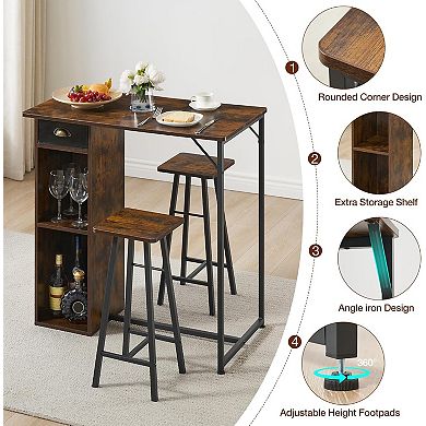 Small Bar Table and Chairs Set for 2