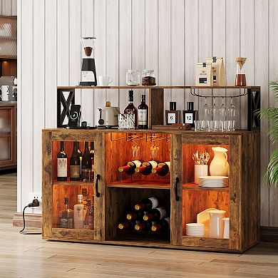 Wine Bar Cabinet with LED Lights