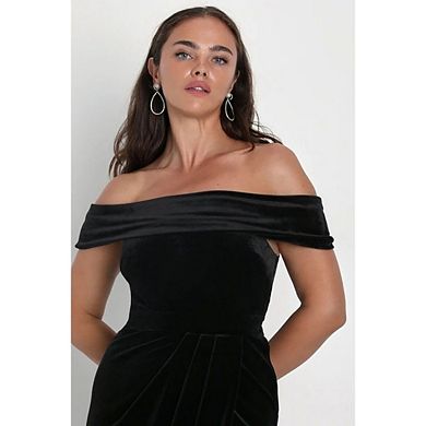 Women Cocktail Dresses Elegant Strapless Shoulder Short Sleeve Side Split Bodycon Ruched Dress
