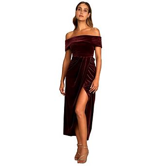Women Cocktail Dresses Elegant Strapless Shoulder Short Sleeve Side Split Bodycon Ruched Dress