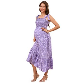 Women Midi Dress Sleeveless Smocked A Line Casual Sundress