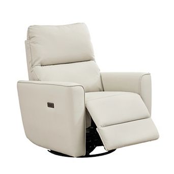 Power Recliner Chair Swivel Rockery Glider PU Leather Upholstered Glider Recliner Chair